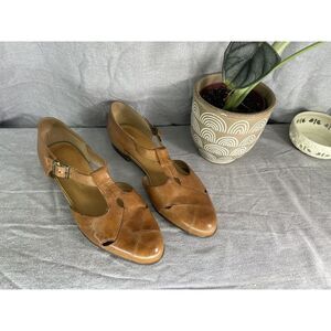 Leather Craft‎ Premiere Collection Style Eileen 234289 7 1/2 Brown Leather Flat